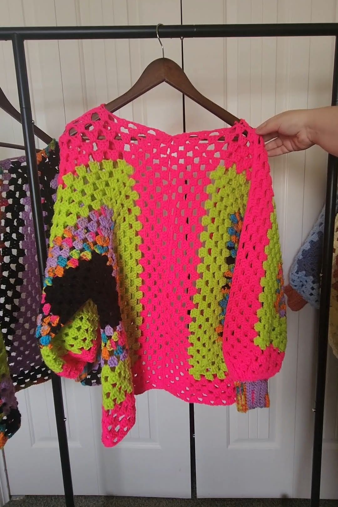 Neon Confetti Crochet Cardigan